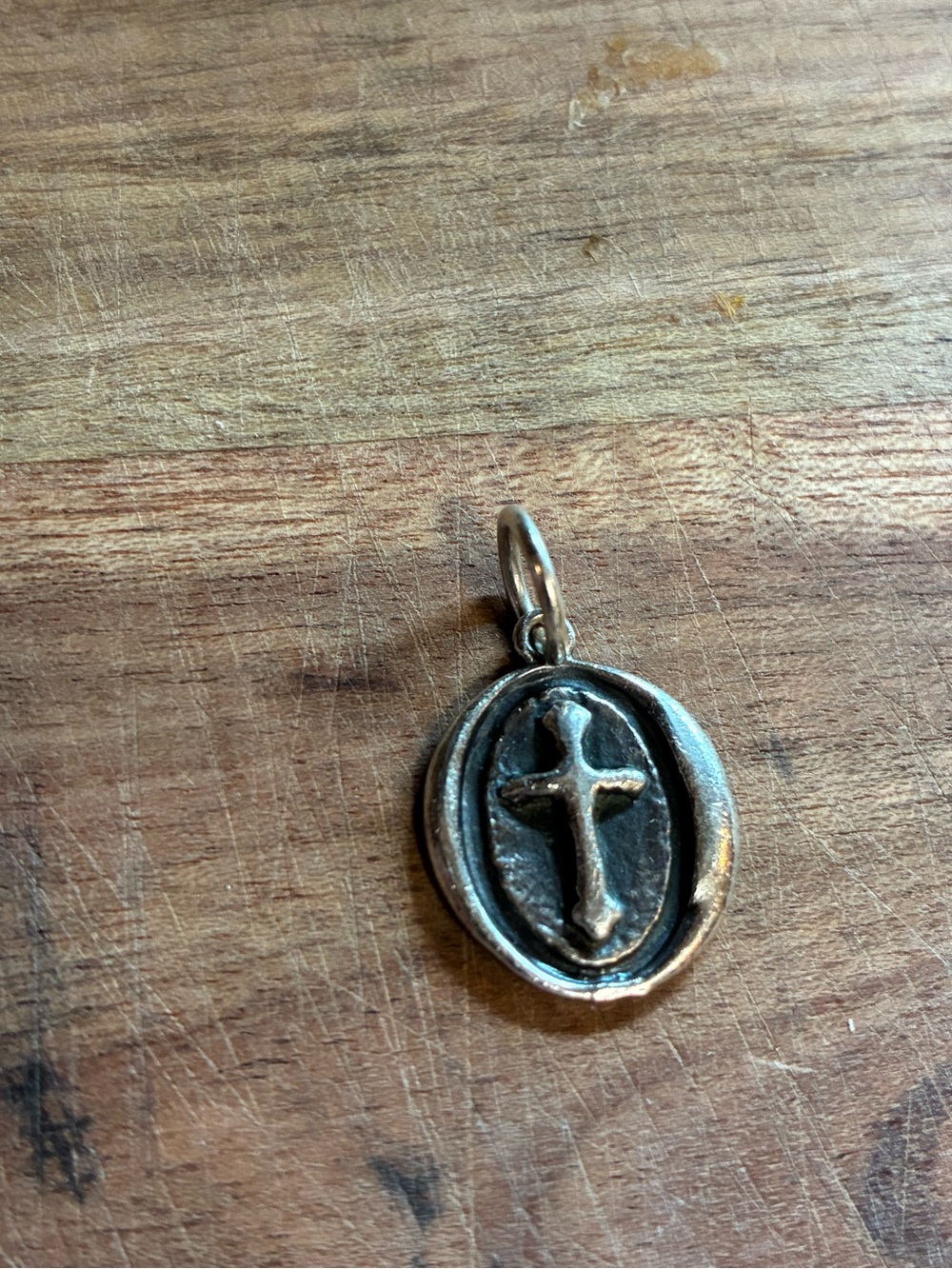 Waxing Poetic Silver Cross Oval Charm - Women Jewelry